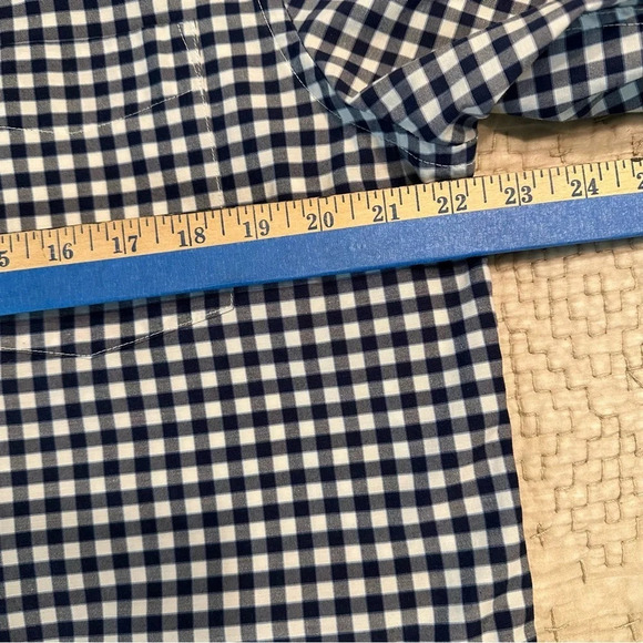 Dockers Size L Mens Button Down Shirt Pocket Long Sleeve Gingham Blue White - Picture 8 of 8